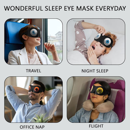 Sleep Eye Mask for Men Women Kids Funny 3D Sleeping Mask Adjustable Strap 2 Pack Eye Shade Cover for Travel, Black(Assorted A)