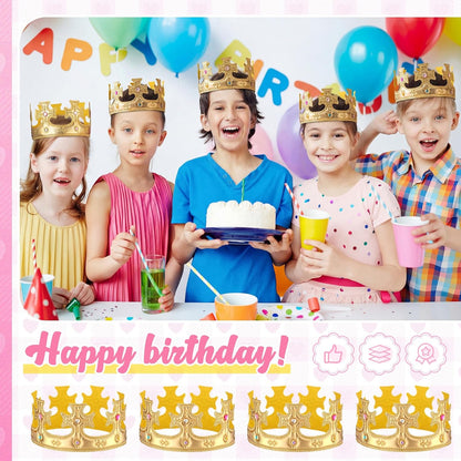 Yaomiao 44 Pcs Birthday Foam Crowns for Kids Princess Tiaras King Hat Bulk Diamond Sticker Kits for Crown Party Supplies