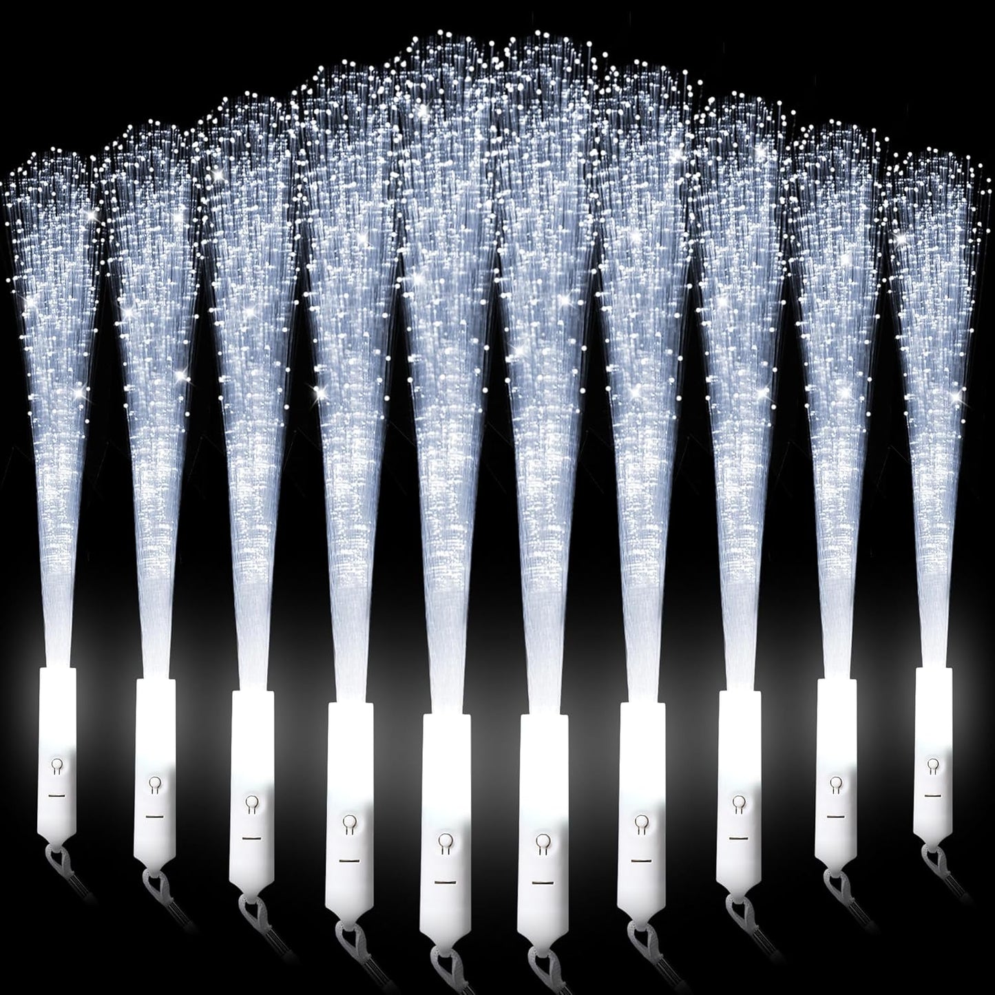 miikoul 16 Pcs Fiber Optic Wands White Glow Sticks LED Wedding Wand Light up Party Favor Sticks Flashing Wands with 3 Light Modes for neon Party Wedding Baby Shower Birthday Party Supplies