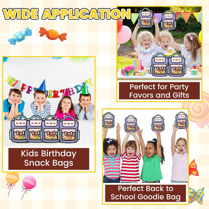 30 PCS Bulk Gift Bags for Kids with Handle,Children Large Goodie Bags with Stand-up Bottom, Grip Seal Party Favor Bag, Students Back to School Treat Bag, Cute Snack Candy Bags for Birthday, Classroom