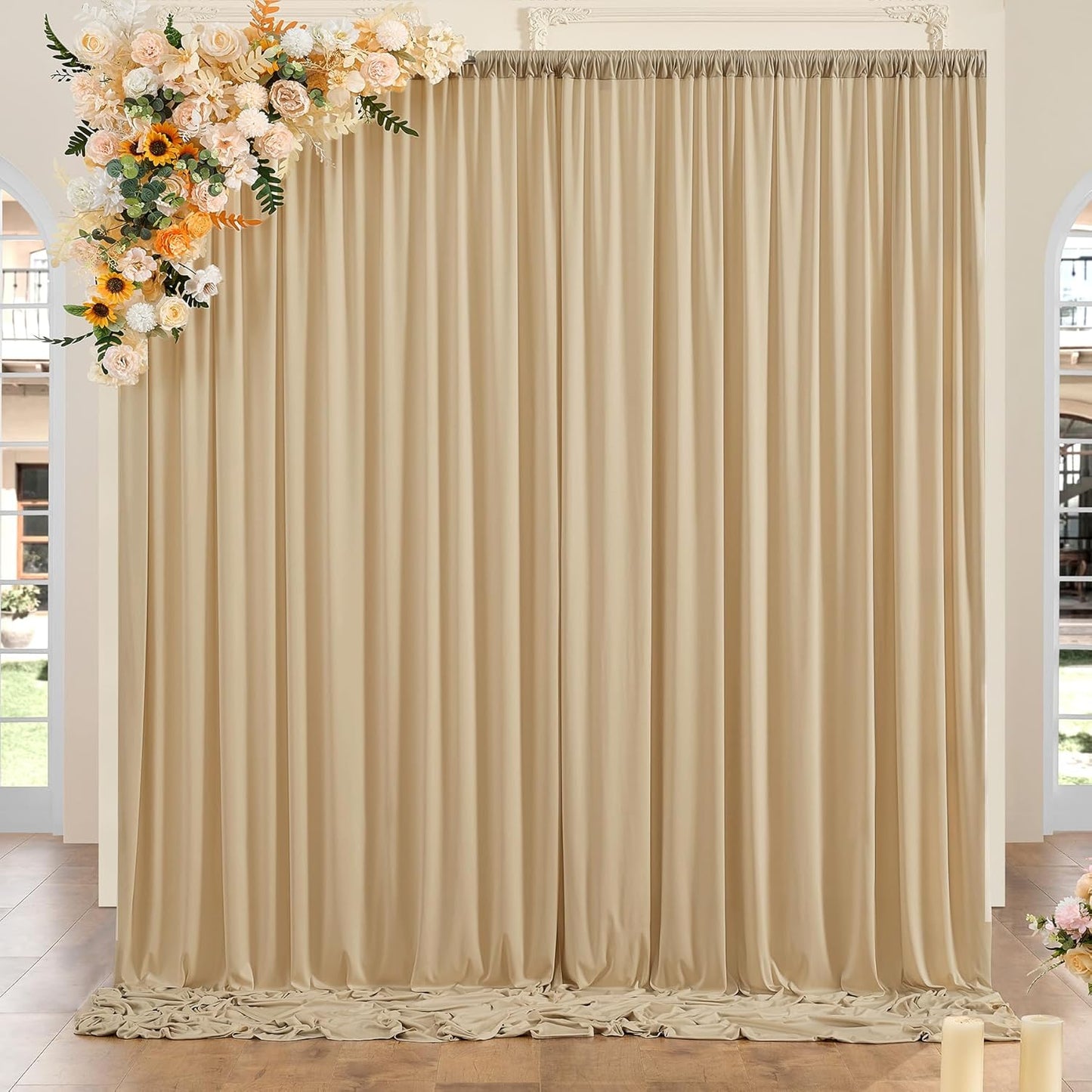 10ftx10ft Black Backdrop Curtains for Weddings Parties, Wrinkle Free 2 Panels Silky Polyester Photo Backdrop Drapes Back Drop Cloth Drapery for Birthday Mother'sDay Photography Background