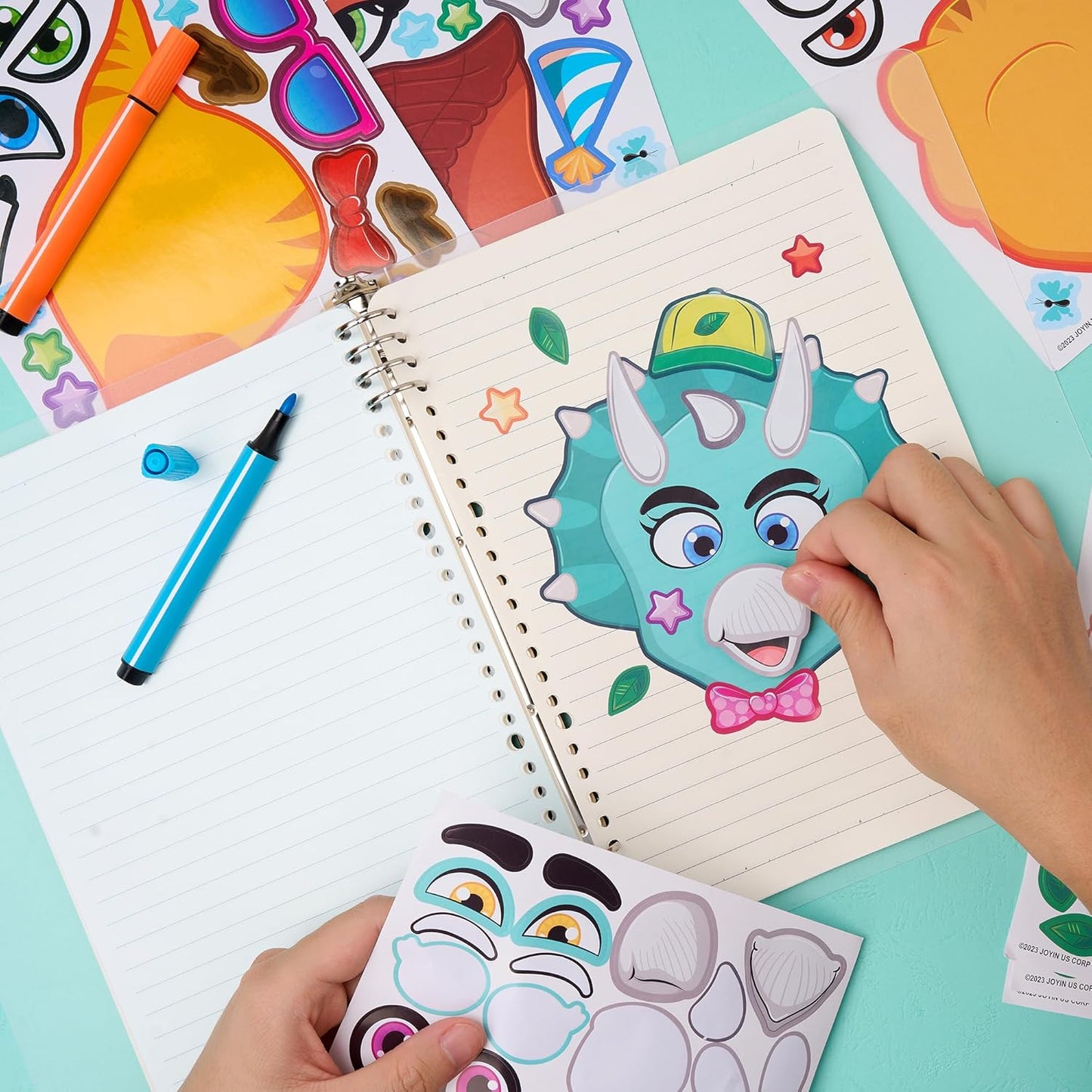 JOYIN 36 Sheets 9"x6" Make a face Stickers for Kids, Make Your Own Animal Stickers with Unicorn, Dinosaur, Sea and Safari Animals, Crafts Birthday Party Favors, Goodie Bags Classroom Activities