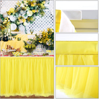 Suppromo 6ft Pink Tulle Table Skirt Baby Shower Tablecloth for Rectangle Tables or Round Tables Pink Ruffle Tutu Table Skirts Desk Skirt for Princess Girls Birthday Party Cake Dessert Decorations