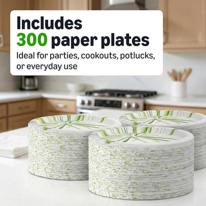 Amazon Basics Everyday Disposable Paper Plates, 8.62 Inch, Microwave-Safe, Cut Resistant, Soak-Proof, 100 Count, Packaging May Vary