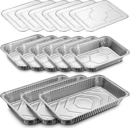 Disposable Chafing Dish Buffet Set Food Warming Trays - Buffet Set Trays Food Warmers for Parties & Events - Replacement Chafing Dishes for Catering (9 Serving Utensil Set)