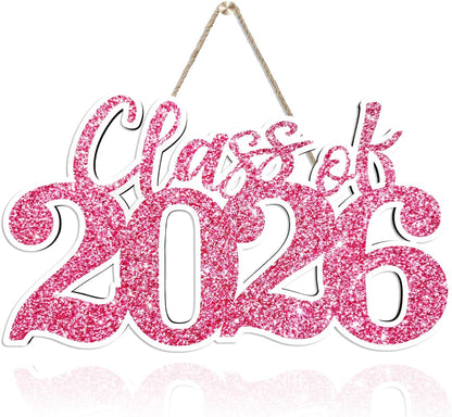 Class of 2026 Wooden Sign Graduation Party Decorations 2026 White Graduation Photo Booth Prop Senior2026 Sign for High School College Party