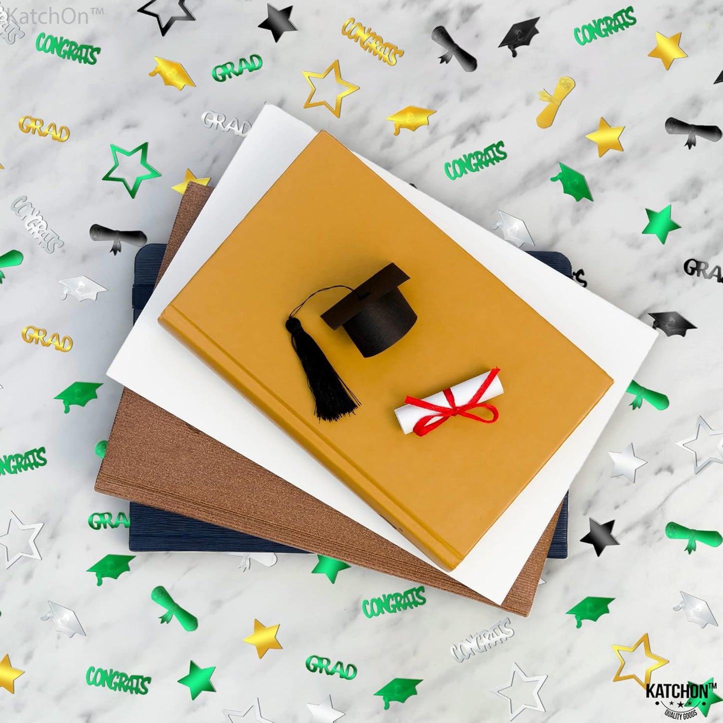 Black and Gold Grad Graduation Decorations 2026 - Pack of 1000, Congrats Grad Graduation Confetti 2026 | Grad Confetti Class of 2026 for Black and Gold 2026 Graduation Decorations, KatchOn