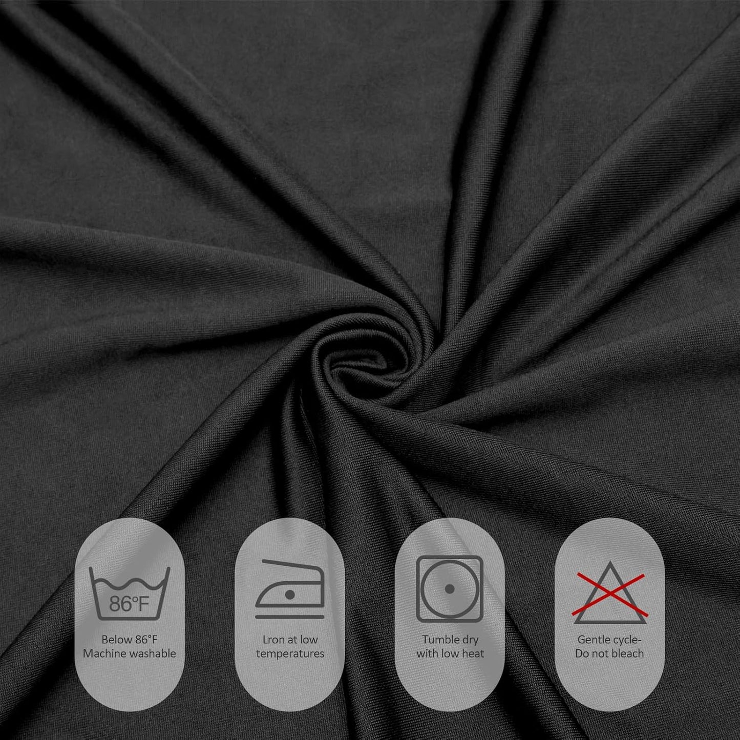 Fixwal Black Spandex Tablecloth for Rectangle Table 6ft, Table Skirt for Folding Table, Table Cover for Party, Show, Wedding and Birthday