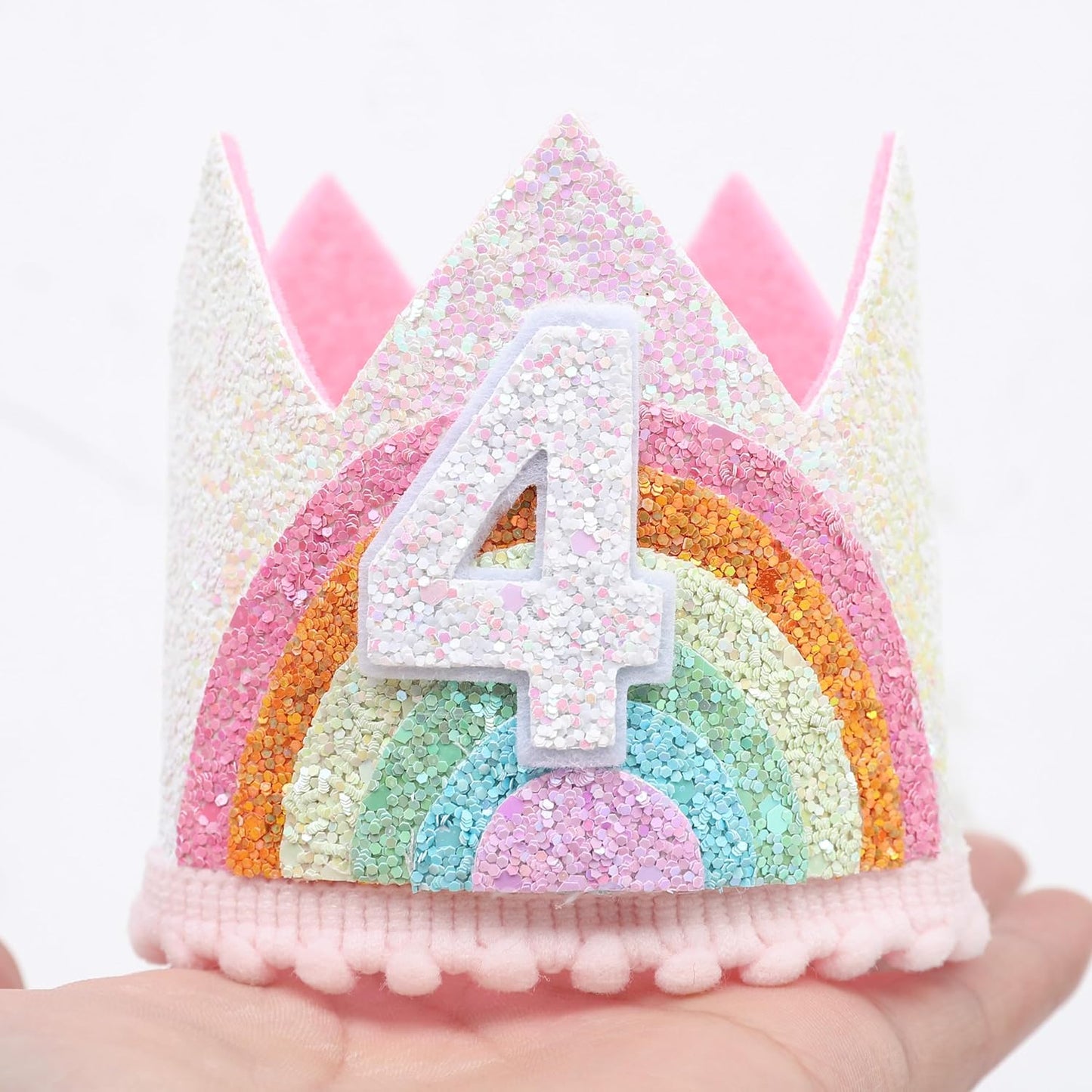 Birthday Rainbow Girl Crown, Birthday Hat for Event Party Supplies,Photo Props