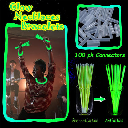 100 pk 8" Glow Sticks Bulk Party Favors, Light up Glow Necklaces & Bracelets in the Dark Party Supplies For Christmas Halloween 4th of July Birthday Neon Party (100 * Blue)
