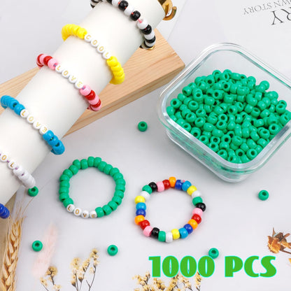1000Pcs Glow in The Dark Pony Beads 9mm Plastic Kandi Beads Bulk for Friendship Bracelet Necklace Craft Jewelry Making Beads for Hair Braids 9 Color