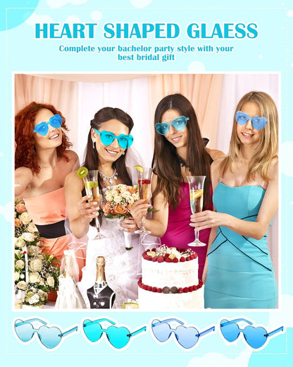 Photect 12 Pair Heart Shaped Sunglasses Neon Color Transparent Heart Glasses for Women Party Favor