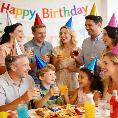 CANREVEL 28 PCS Pre-Assembled Party Hats for Adults, Party Supply for Party Decorations, Party Headwear for Birthday Celebration for Women Men, Shiny