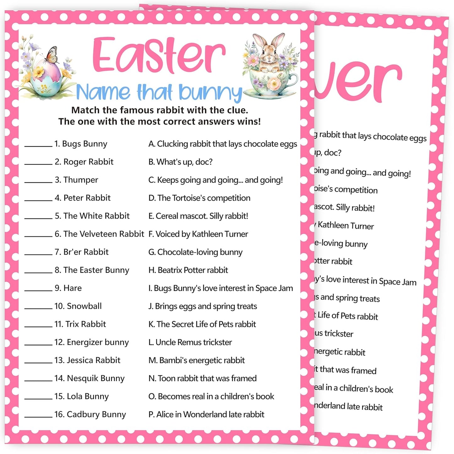 Easter Scavenger Hunt Games, Easter Treasure Hunt Clues Game Cards, Family Party Games for Kids and Adults, Holiday Party Game for Activities Decorations Supplies, 5x7 Inch (Indoor)-A03