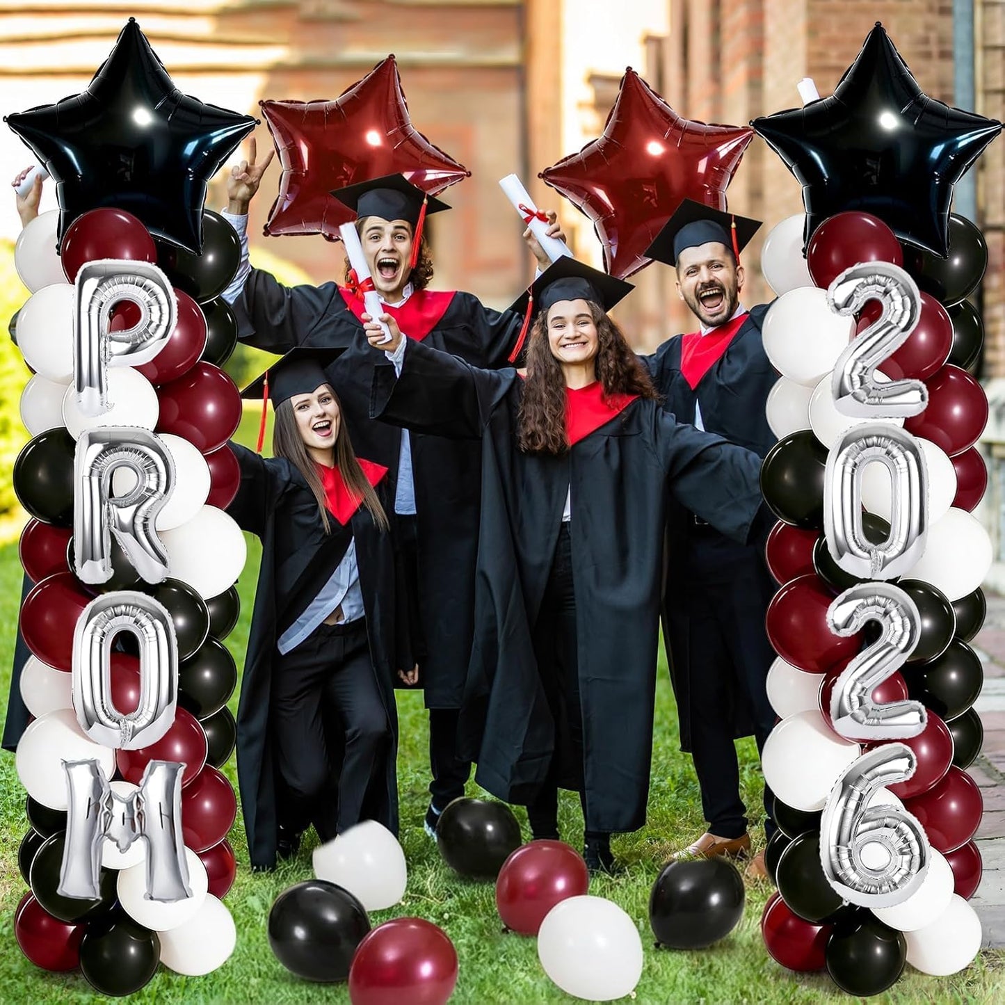 2 Sets Graduation Balloon Column Stand Kits with Balloons 2026 Grad Themed Decoration Navy Blue Balloon Tower Stand Kit for Grad High School & College Celebration Party Decor