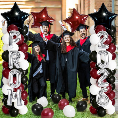 2 Sets Graduation Balloon Column Stand Kits with Balloons 2026 Grad Themed Decoration Navy Blue Balloon Tower Stand Kit for Grad High School & College Celebration Party Decor