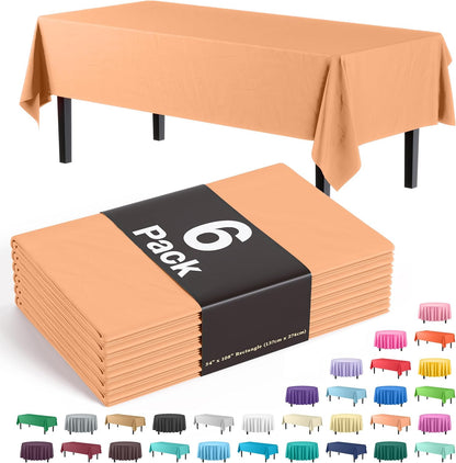 Exquisite Party Solids 6-Pack Premium Plastic Tablecloth 54in. x 108in. Rectangle Plastic Table Cover - Navy