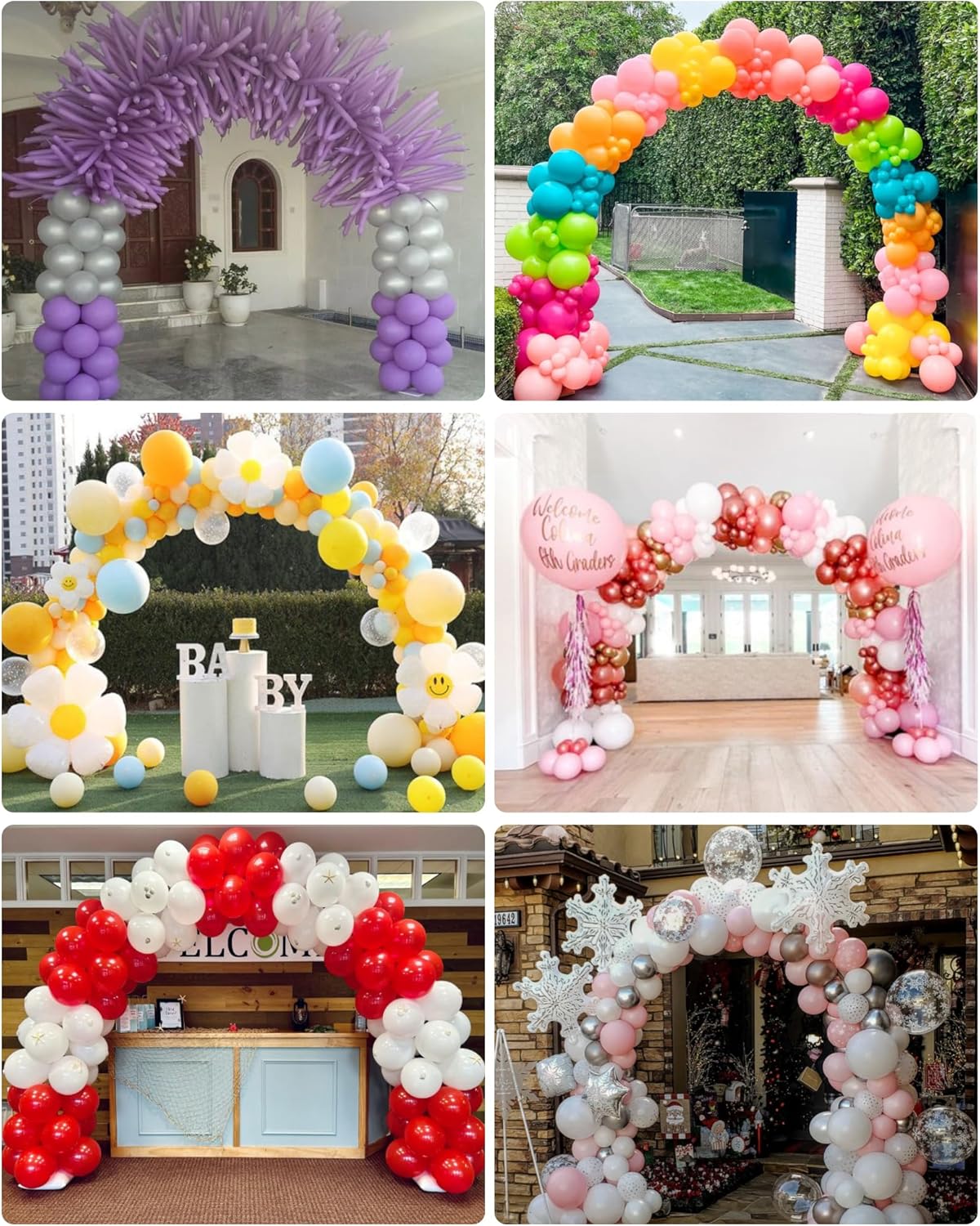 YALLOVE Balloon Column Stand Kit, Sets of 4 Telescoping Balloon Stand, Height Adjustable Balloon Tower Pillar with Reusable Metal Telescopic Design for Party Decoration
