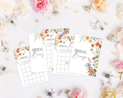 Wildflower Bridal Shower Games, Boho Flowers Bridal Shower Bingo Game with Blank Squares for 30 Guests with Game Cards, Bridal Shower Decor, Wedding Decorations Supplies (15)