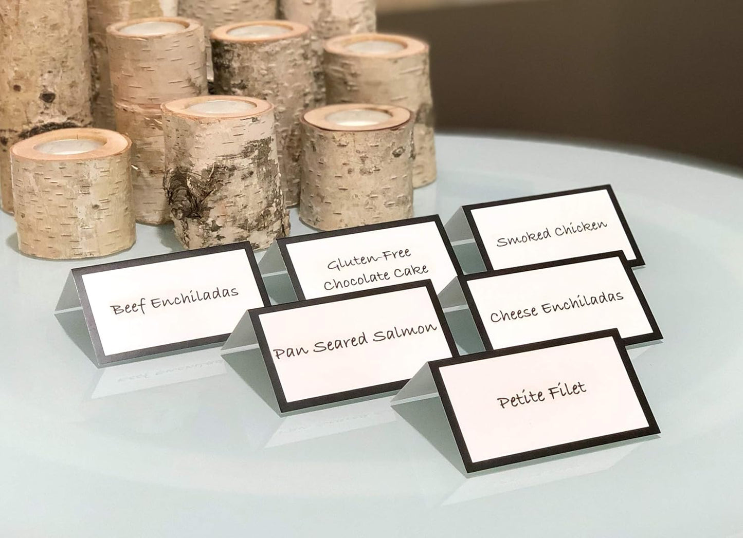 Tented Place Cards - 50 pack - Folded Place Cards are ideal for Wedding Placecards, Buffet food label, Banquet tables, Cocktail Parties, and Name Cards. Made of 14 pt. Matte Card Stock.