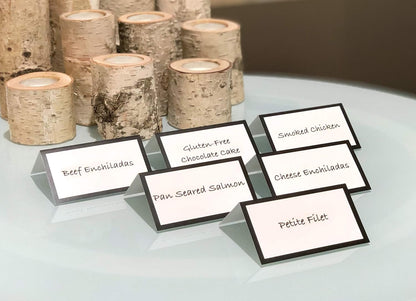 Tented Place Cards - 50 pack - Folded Place Cards are ideal for Wedding Placecards, Buffet food label, Banquet tables, Cocktail Parties, and Name Cards. Made of 14 pt. Matte Card Stock.