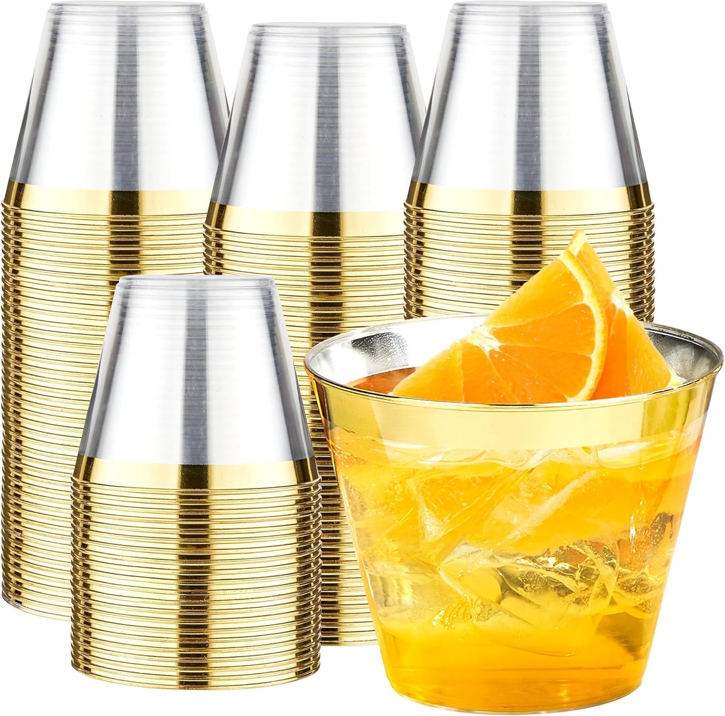 RACETOP 200 Pack 9 oz Clear Plastic Cups for Party, Disposable Clear Cup, Disposable Cups, Wine Glasses Cups, Plastic Cocktail Glasses