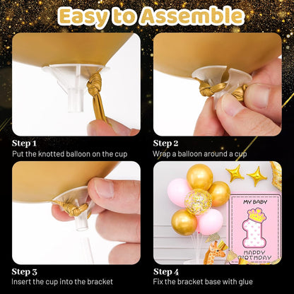 JOYYPOP 4 Sets Balloon Stand Kit For Table, Balloon Sticks with Base Birthday Graduation Party Decorations Wedding