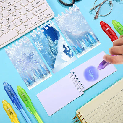 Frozen party favors |12 invisible ink pen and 12 mini Notepads| Frozen party Goodie Bag Stuffers, Classroom Prizes, party supplies