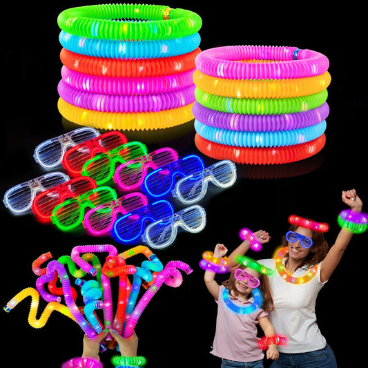 4th of July Red White Blue Glow Sticks & Glasses 12 PCS,Fourth of July Light up Necklace Bracelet Accessories for Toddler,250th Anniversary Patriotic Party Favor Supplies Decorations Toy Gift for Kids