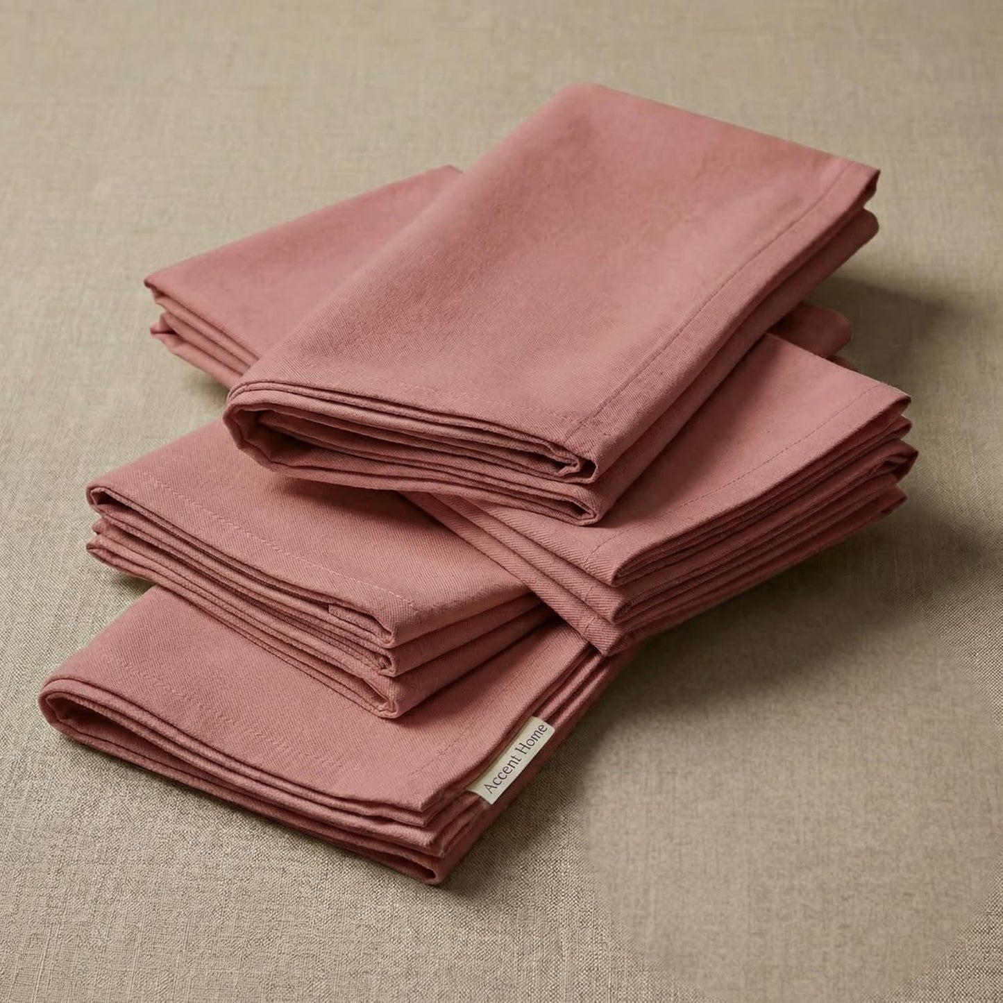 ACCENTHOME Natural Cotton Linen Napkin Set of 12 18x18 inch Dinner Napkins - Washable Soft Premium Hotel Quality Reusable Hemmed Edges Napkins Perfect Table Linens for Family Dinners, Weddings