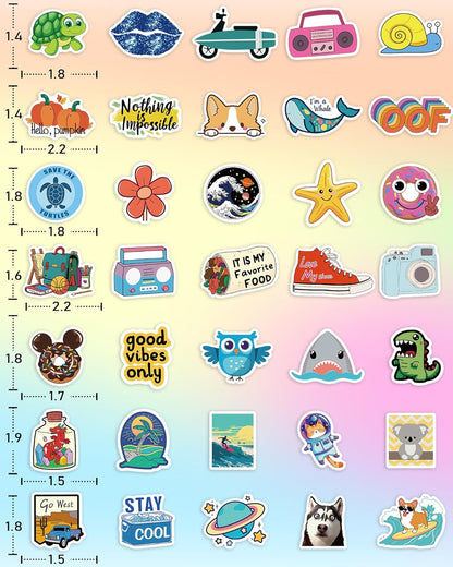 300 Pcs Stickers for Kids, Cute Water Bottle Vinyl Waterproof Laptop Stickers for Students Gifts School Supplies Classroom Teacher Prizes Stocking Stuffers Sticker Pack for Kids Girls Teens