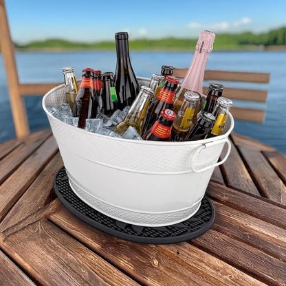 BREKX Galvanized Beverage Tub for Parties, Oval Drink Bucket with Handles, Colt Copper Finish Wine Cooler Bucket for Home Bar (15-Quarts, 16-Bottles), Long-Lasting for Years of Celebrations