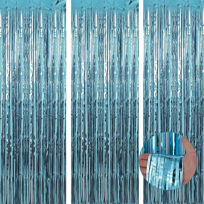 Birthday Party Decorations: 3 Pack 3.3 x 9.9 ft Gold Foil Fringe Curtains Party Supplies, Tinsel Curtain Backdrop for Parties/Birthday/Photo Booth