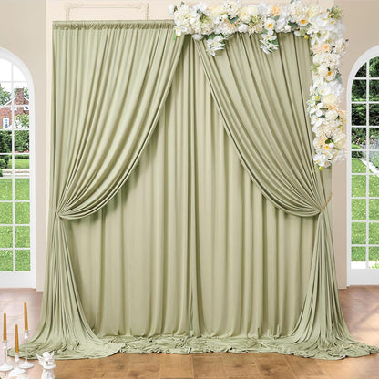 10ftx10ft Black Backdrop Curtains for Weddings Parties, Wrinkle Free 2 Panels Silky Polyester Photo Backdrop Drapes Back Drop Cloth Drapery for Birthday Mother'sDay Photography Background