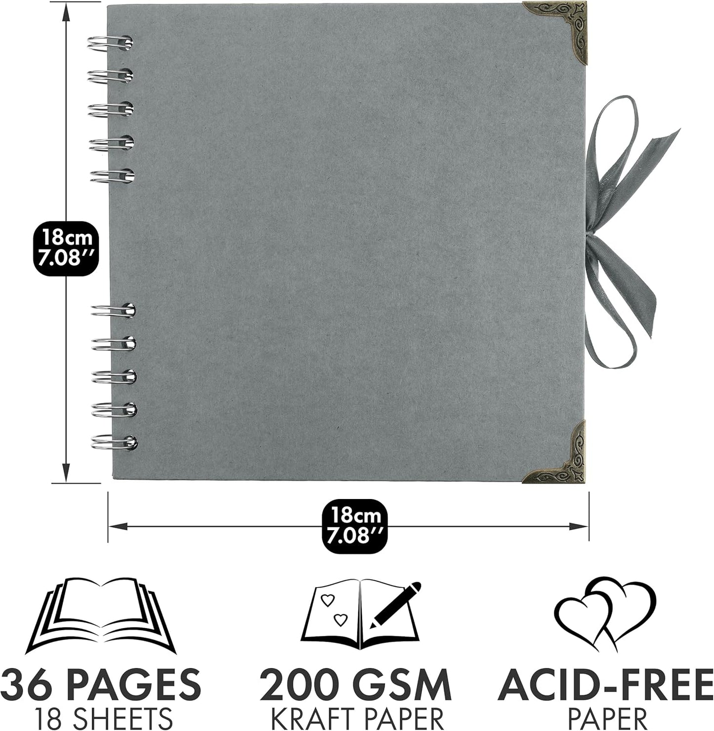 Bstorify Scrapbook Album 60 Pages (8 x 8 Inch) Brown Thick 200gsm Kraft Paper, Photo Album Scrapbook, Memory Book - Ideal for Your Scrapbooking Albums Art & Craft Projects