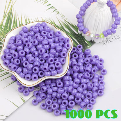 1000Pcs Glow in The Dark Pony Beads 9mm Plastic Kandi Beads Bulk for Friendship Bracelet Necklace Craft Jewelry Making Beads for Hair Braids 9 Color