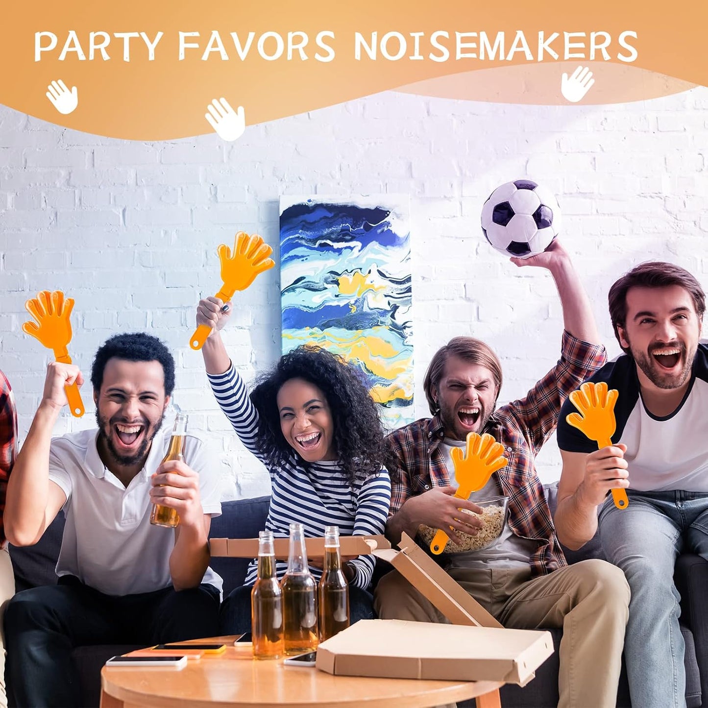 12 Pieces Black Hand Clappers 7.5 Inch Clappers Noisemakers Noise Makers Party Favors Plastic Party Clapper for Sporting Events Cheers Ball Dance Basketball Football Noisemakers（Black）