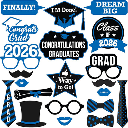 KatchOn, Graduation Photo Booth Props 2026 - Pack of 21 | 2026 Graduation Photo Props for Blue and White Graduation Decorations 2026 | Graduation Picture Props, 2026 Graduation Decorations