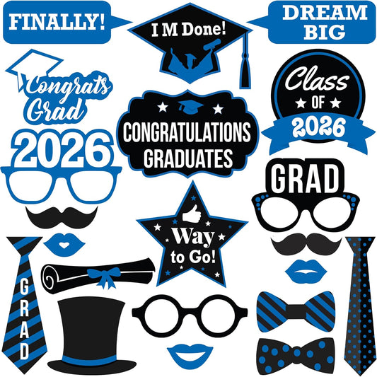 KatchOn, Graduation Photo Booth Props 2026 - Pack of 21 | 2026 Graduation Photo Props for Blue and White Graduation Decorations 2026 | Graduation Picture Props, 2026 Graduation Decorations