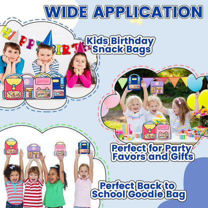 30 PCS Bulk Gift Bags for Kids with Handle,Children Large Goodie Bags with Stand-up Bottom, Grip Seal Party Favor Bag, Students Back to School Treat Bag, Cute Snack Candy Bags for Birthday, Classroom