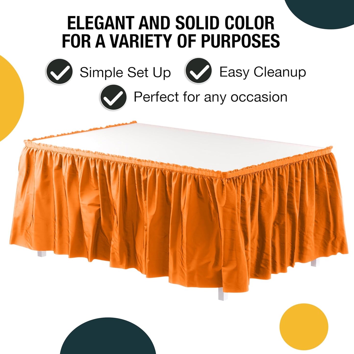 Exquisite Ruffle Table Skirt Black 6 Pack 14 Ft Long Table Skirts for Rectangle Tables 6ft Plus or Round Tables Skirts with Adhesive Strip for Gender Reveal Decor & Happy Birthday Parties
