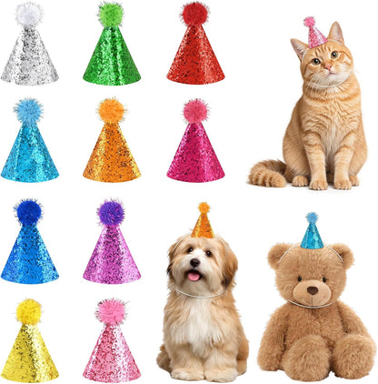 CANREVEL Mini Party Hats for Stuffed Animals Headwear, Birthday Hats Party Animal Birthday Decorations Supplies for Dog Cat