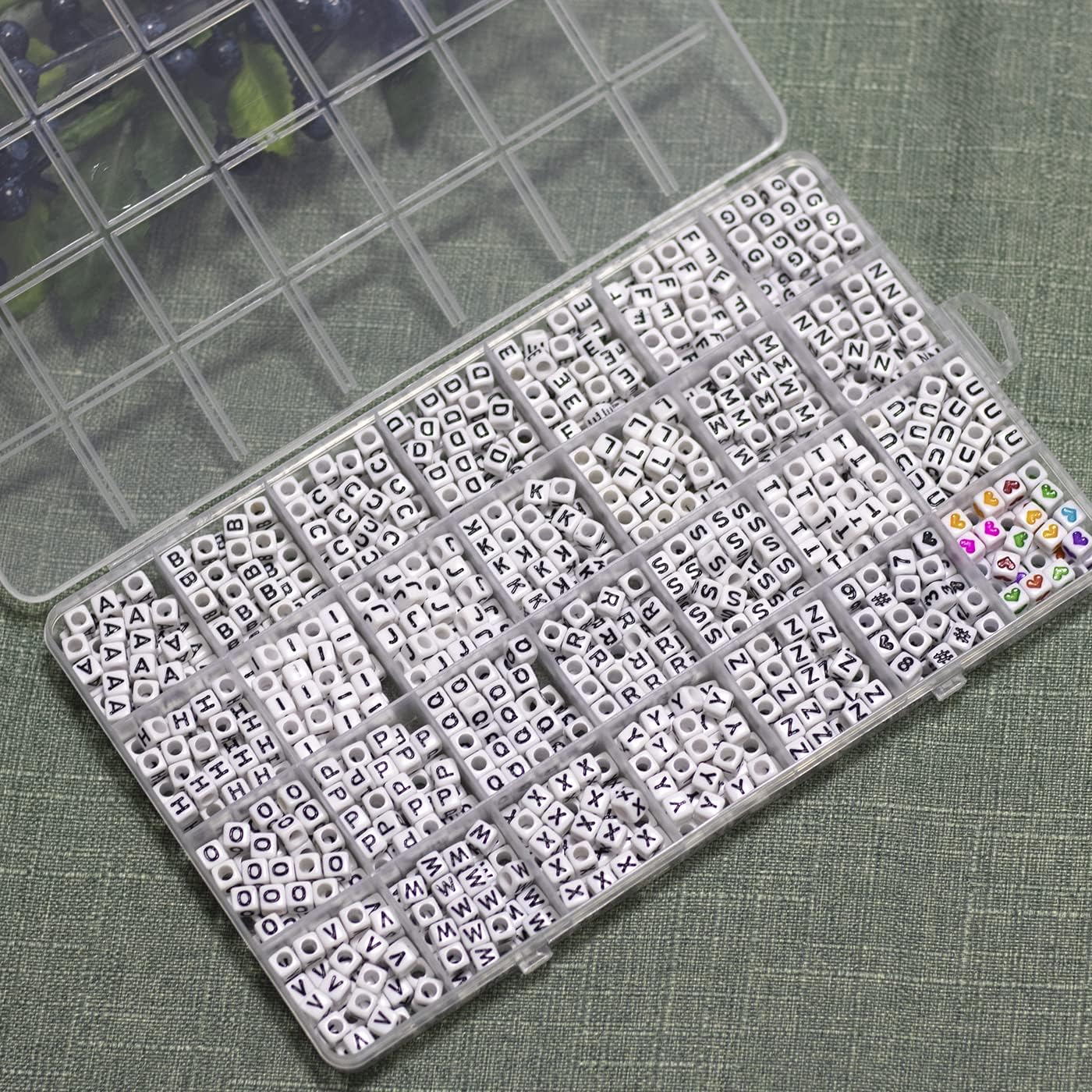 Melius 1450Pcs Acrylic Glow Letter Beads, Alphabetical Glowing in The Dark Beads in 28 Grid Box for Jewelry Making, DIY Bracelets, Necklaces, Key Chains (Glowing, 4x7mm)