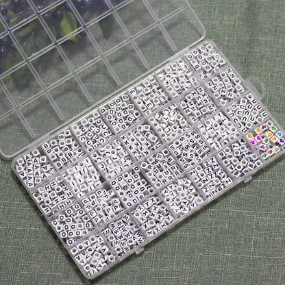 Melius 1450Pcs Acrylic Glow Letter Beads, Alphabetical Glowing in The Dark Beads in 28 Grid Box for Jewelry Making, DIY Bracelets, Necklaces, Key Chains (Glowing, 4x7mm)