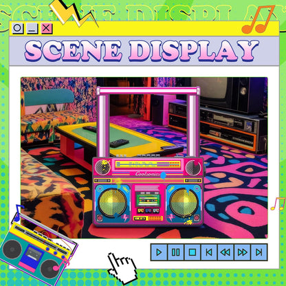 Radio Boombox Photo Booth Props for 80s 90s Party Decorations 37.4 x 31.5 inch, Retro Radio Boombox Selfie Backdrop for Hip Hop Music Theme Birthday Decorations 1980s Party Supplies