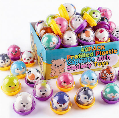 KissFree 20 PACK Slow Rising Squeeze Toys, 2 Inch Plastic Capsules Filled with Animal Squishies, Party Favors for Kids 4-8 8-12, Goodie Bags Stuffers, Birthday Gifts, Classroom Prizes