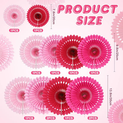 BestoFun 12PCS Paper Fans Hot Pink Party Decorations Tissue Paper Flowers Decorations Hanging Honeycomb Round Paper Fans Decoration for Girl Groovy Birthday Baby Shower Wedding