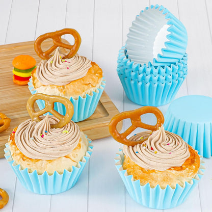 Caperci Heavy Duty Standard White Cupcake Liners 150 Counts - Grease-Resistant Paper Muffin Baking Cups, Odorless, No Muffin Pan Needed, Easily Peels (White)