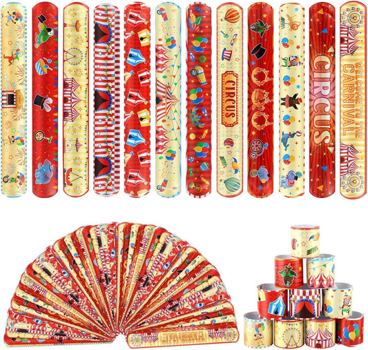60 PCS Carnival Party Favors Set Circus Themed Slap Bracelets for Kids Carnival Themed Birthday Supplies Class Exchange Gifts Classroom Rewards Baby Shower Gifts for Boys Girls Students