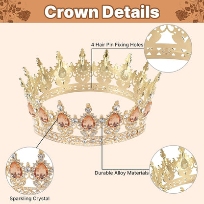 Crown Cake Topper, Balls Happy Birthday Cake Topper Pink Crown Birthday Candles Gold Butterflies, Corona Para Pastel, Cake Decorations for Birthday Wedding (Gold, Pink)